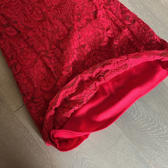 NY & Co Red Lace Cocktail Dress with Bell Sleeves - Picture 3 of 8